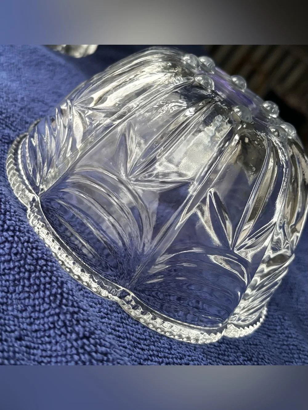 Vintage KIG Indonesia Clear Glass Scalloped Swag Bowl Candy Dish